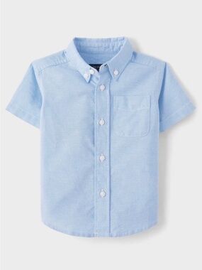 Baby Boys Light Blue Short Sleeve Oxford Shirt, Size: 12-18 Months
